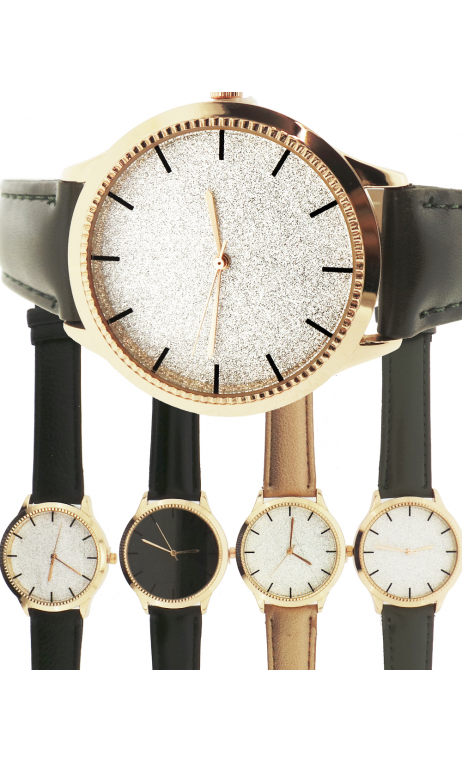 Reloj Dama Con Esfera Glitter Y Correa De Piel